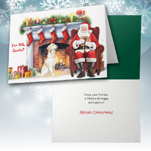 Cartes Pour Fêtes Annuelles Père Noël cadeau Golden Retriever Chien mignonne N