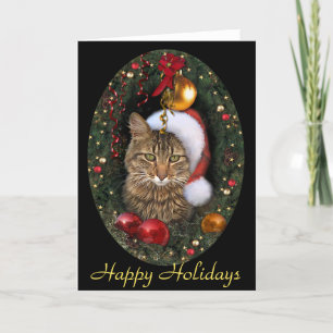 Cartes Pour Fêtes Annuelles Père Noël Cat