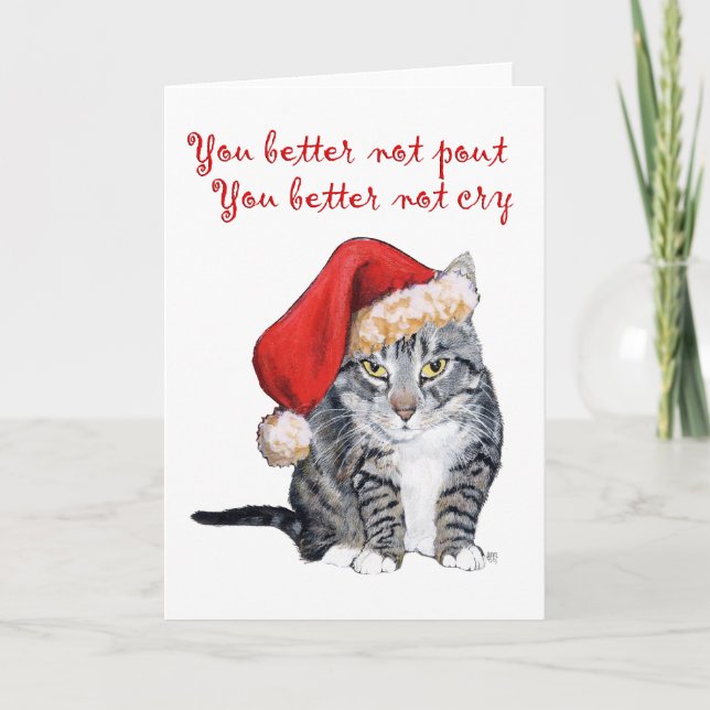 Cartes Pour Fêtes Annuelles Père Noël Cat - Vous feriez mieux de ne pas pout ! (Devant)