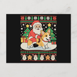 Cartes Pour Fêtes Annuelles Père Noël chevauchant un chien Corgi Noël Noël vac
