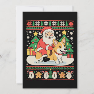 Cartes Pour Fêtes Annuelles Père Noël chevauchant un chien Corgi Noël Noël vac