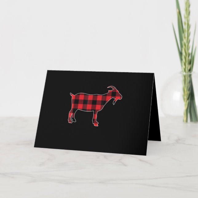 Cartes Pour Fêtes Annuelles Père Noël chèvre à carreaux rouges Noël (Devant)