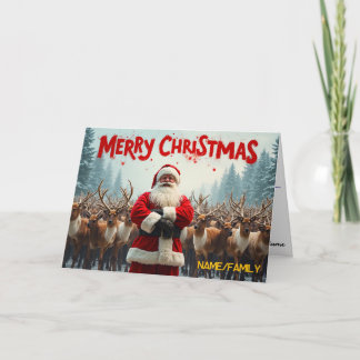 Cartes Pour Fêtes Annuelles Père Noël classique & rennes