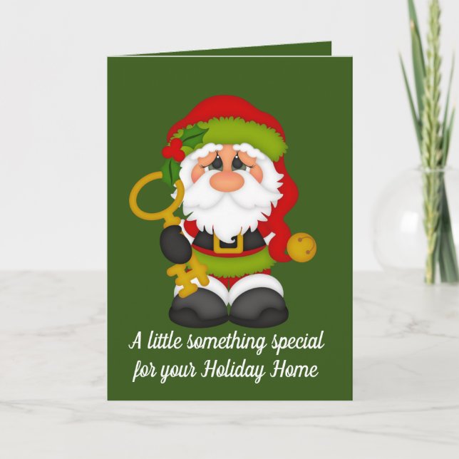 Cartes Pour Fêtes Annuelles Père Noël clé secrète ajouter un message (Devant)