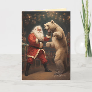 Cartes Pour Fêtes Annuelles Père Noël combat les ours