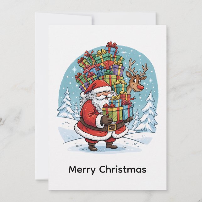 Cartes Pour Fêtes Annuelles Père Noël contemporain tendance non photographique (Devant)