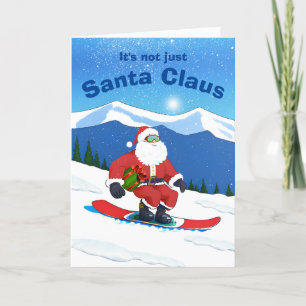 Cartes Pour Fêtes Annuelles Père Noël cool sur Snowboard