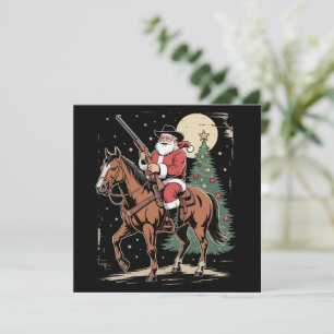Cartes Pour Fêtes Annuelles Père Noël Cowboy Arbre de Noël Vintage Amoureux de