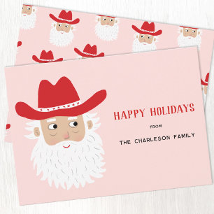 Cartes Pour Fêtes Annuelles Père Noël Cowboy Noël Rose