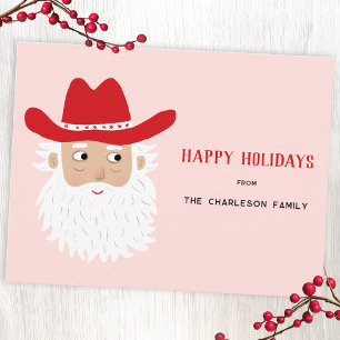 Cartes Pour Fêtes Annuelles Père Noël Cowboy Noël Rose
