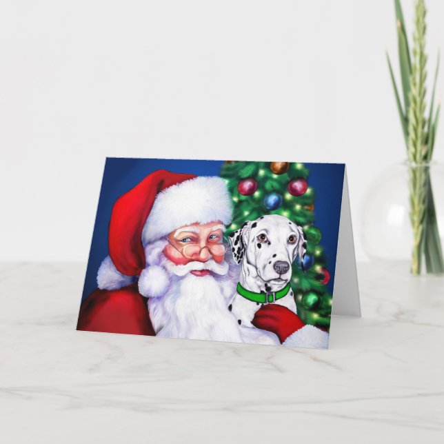 Cartes Pour Fêtes Annuelles Père Noël Dalmatien à Noël (Devant)