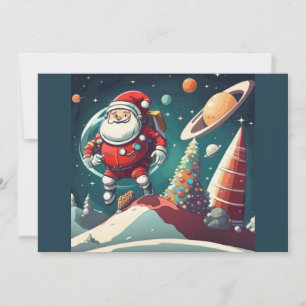 Cartes Pour Fêtes Annuelles Père Noël dans l'espace amusant rétro