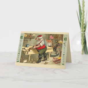 Cartes Pour Fêtes Annuelles Père Noël dans son atelier