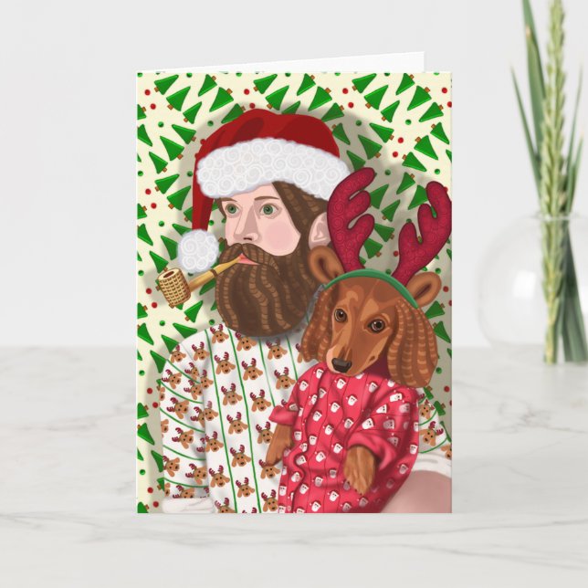 Cartes Pour Fêtes Annuelles Père Noël de attente (Devant)