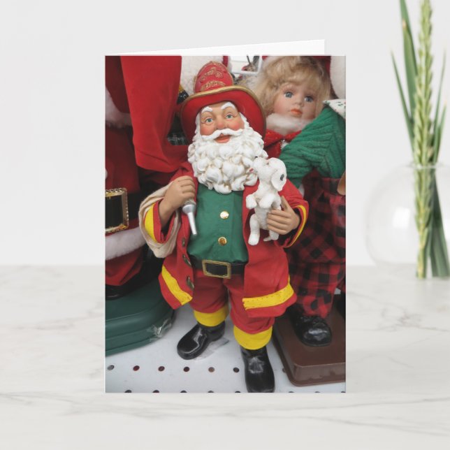Cartes Pour Fêtes Annuelles Père Noël de Fireman (Devant)