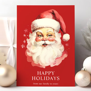 Cartes Pour Fêtes Annuelles Père Noël de Noël à l'aquarelle vintage rouge