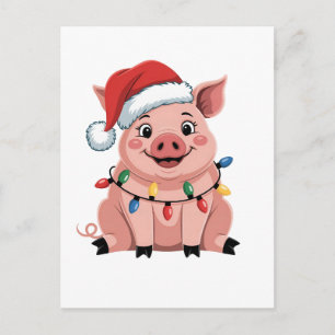Cartes Pour Fêtes Annuelles Père Noël de Noël pour cochon Chapeau de Noël Vaca
