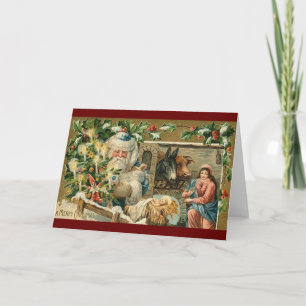 Cartes Pour Fêtes Annuelles Père Noël de Noël Vintage DANS LA SCÈNE DE NATIVIT