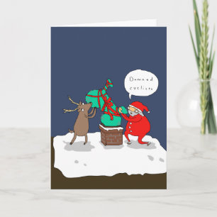 Cartes Pour Fêtes Annuelles père Noël déteste les cyclistes Funny Comic Chri