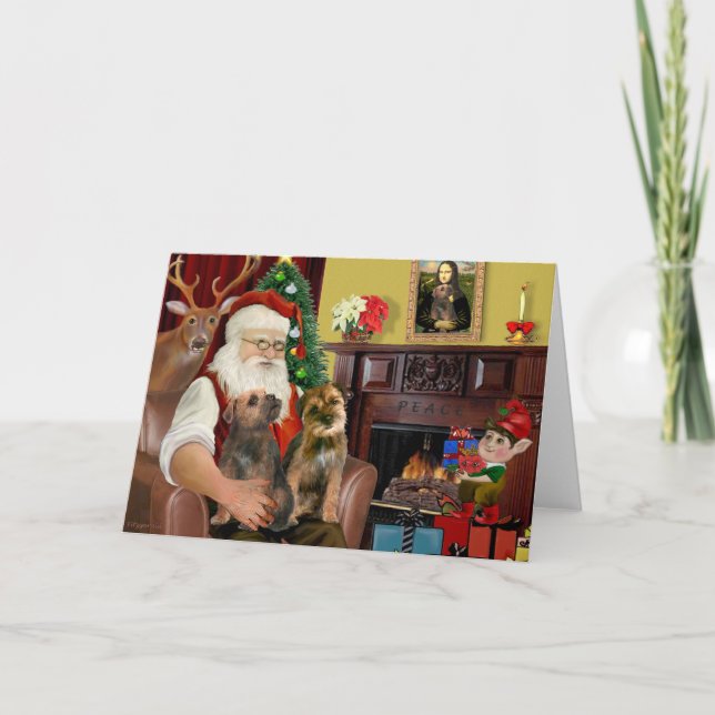 Cartes Pour Fêtes Annuelles Père Noël - Deux frontières (Devant)