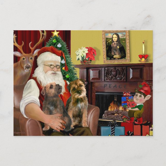 Cartes Pour Fêtes Annuelles Père Noël - Deux frontières (Devant)