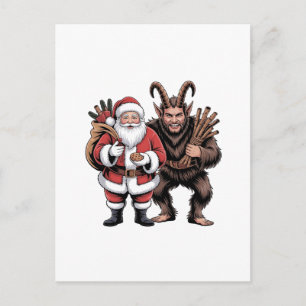 Cartes Pour Fêtes Annuelles Père Noël d'horreur drôle et effrayant Krampus Noë