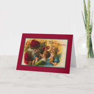 Cartes Pour Fêtes Annuelles Père Noël donnant aux enfants bonbon Victorien