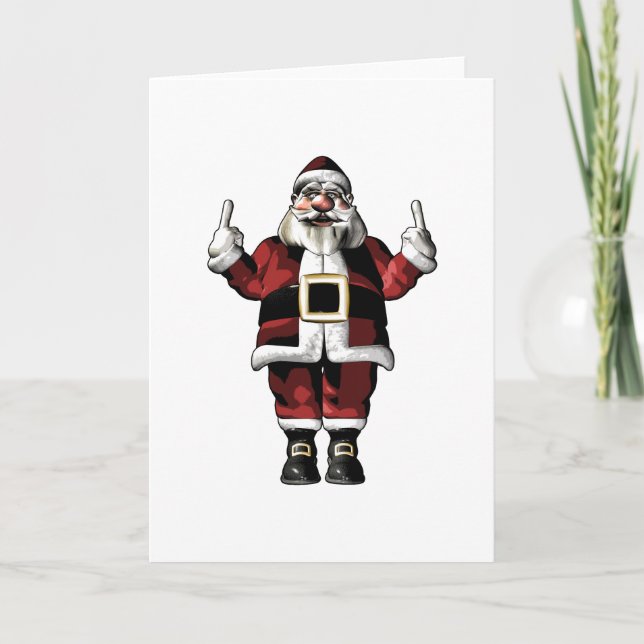 Cartes Pour Fêtes Annuelles Père Noël donne le doigt (Devant)