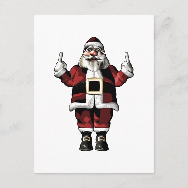 Cartes Pour Fêtes Annuelles Père Noël donne le doigt (Devant)
