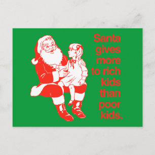 Cartes Pour Fêtes Annuelles Père Noël donne plus aux enfants riches