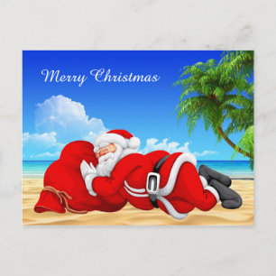 Cartes Pour Fêtes Annuelles père Noël dormant sur la plage