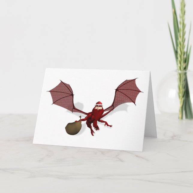 Cartes Pour Fêtes Annuelles Père Noël Dragon (Devant)