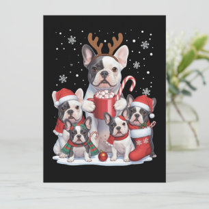 Cartes Pour Fêtes Annuelles Père Noël drôle chiens Bouledogue français Noël Xm