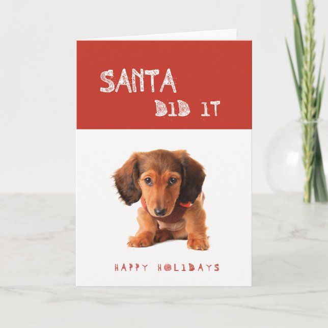 Cartes Pour Fêtes Annuelles Père Noël drôle l'a fait chiot de teckel (Devant)