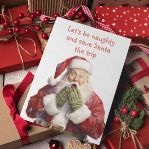 Cartes Pour Fêtes Annuelles Père Noël drôle Soyons vilains