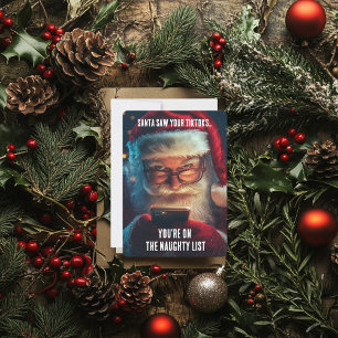 Cartes Pour Fêtes Annuelles Père Noël drôle TikTok Liste des vilains Humour de