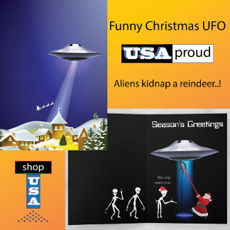 Cartes Pour Fêtes Annuelles Père Noël drôle 🛸🎅 UFO Noël