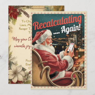 Cartes Pour Fêtes Annuelles Père Noël drôle vintage recalculant personnalisé