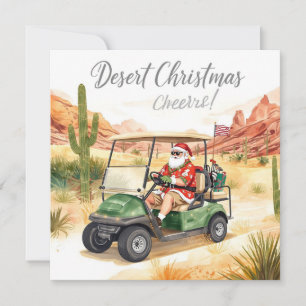 Cartes Pour Fêtes Annuelles Père Noël du golf en Arizona conduisant un chariot