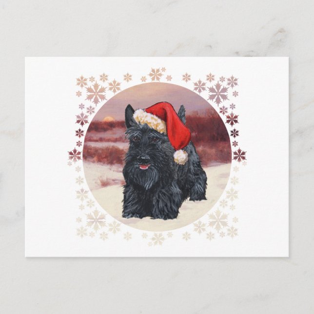 Cartes Pour Fêtes Annuelles Père Noël écossaise en neige (Devant)
