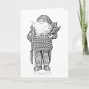 Cartes Pour Fêtes Annuelles Père Noël élégant en dessin crayon de Noël