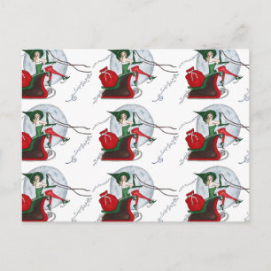 Cartes Pour Fêtes Annuelles Père Noël Elf et Sleigh