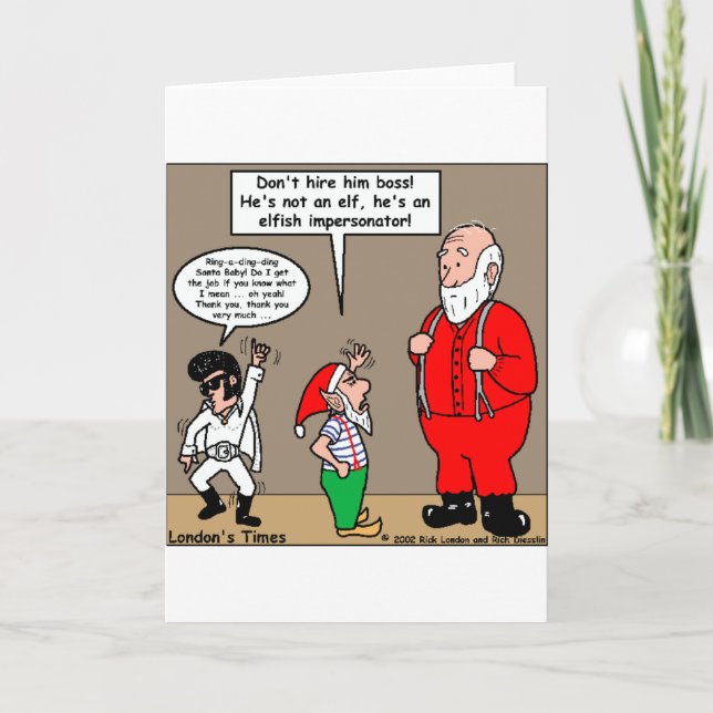 Cartes Pour Fêtes Annuelles Père Noël & Elves Impersonator Drôle Cadeaux & Tee (Devant)