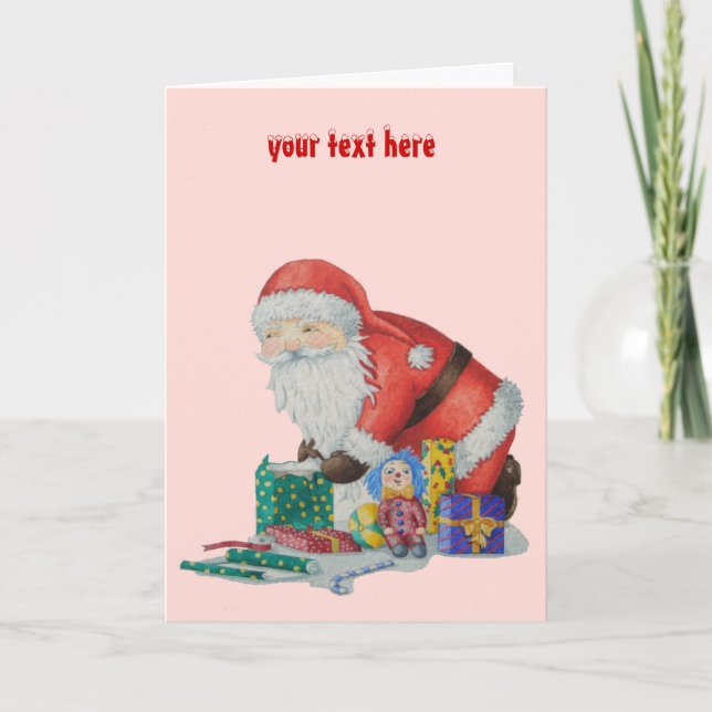 Cartes Pour Fêtes Annuelles père Noël emballage cadeaux et jouets pour Noël (Devant)