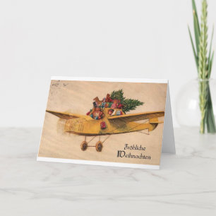 Cartes Pour Fêtes Annuelles Père Noël en avion - jouets - Allemagne années 190