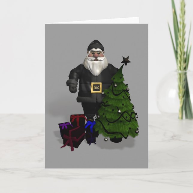 Cartes Pour Fêtes Annuelles Père Noël En Cuir Noir (Devant)