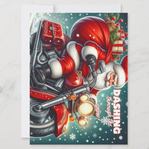 Cartes Pour Fêtes Annuelles Père Noël en moto