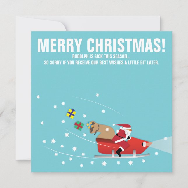 Cartes Pour Fêtes Annuelles père Noël en motoneige drôle d'illustration (Devant)