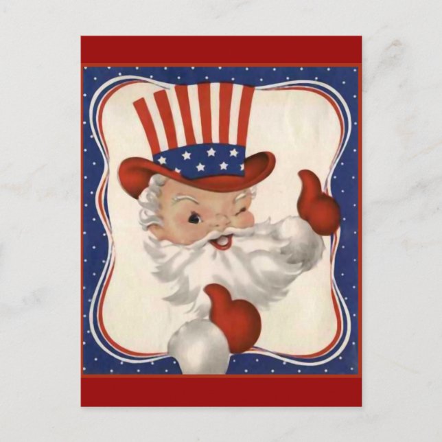 Cartes Pour Fêtes Annuelles Père Noël en oncle Sam (Devant)