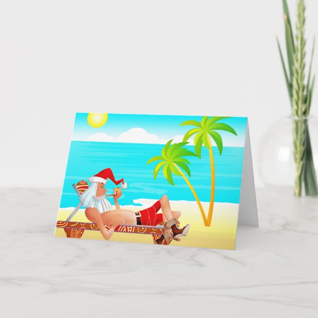 Cartes Pour Fêtes Annuelles Père Noël en vacances (Devant)